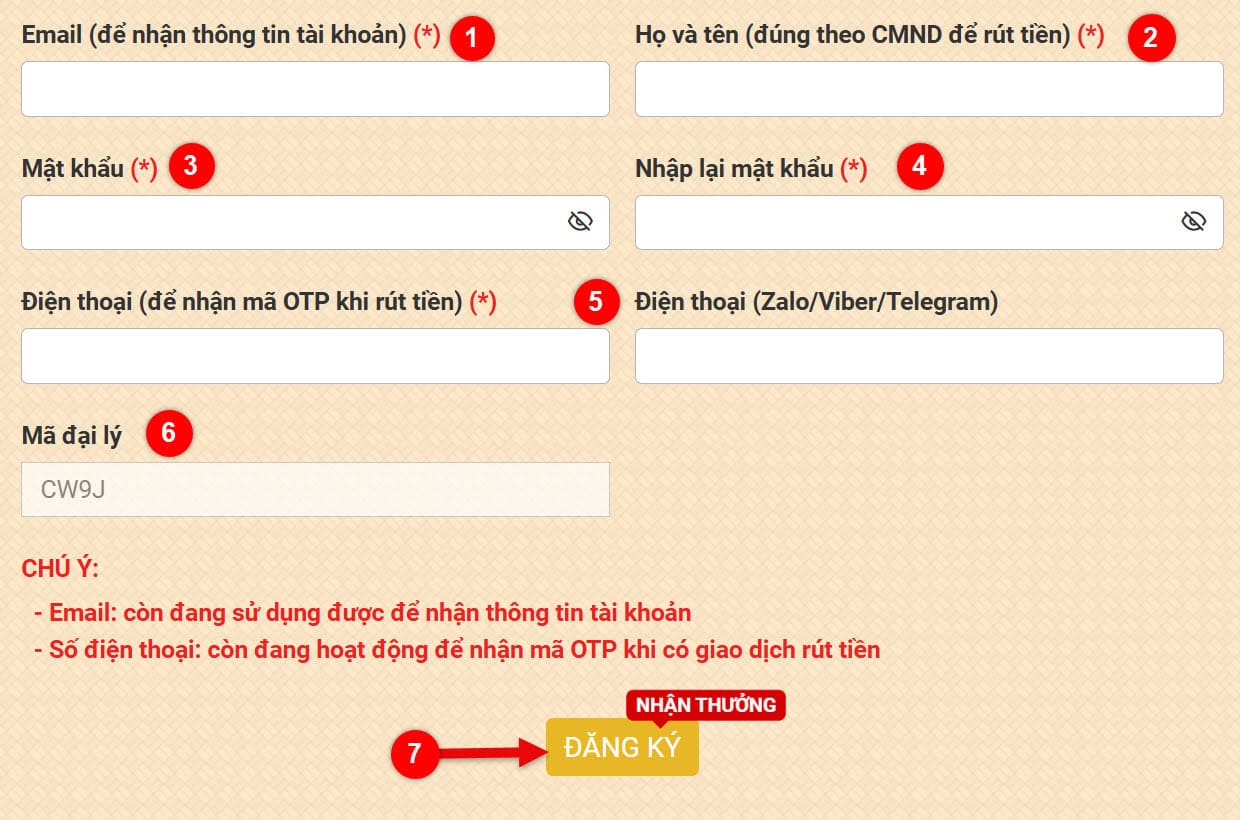 Bước 2: Điền thông tin theo yêu cầu